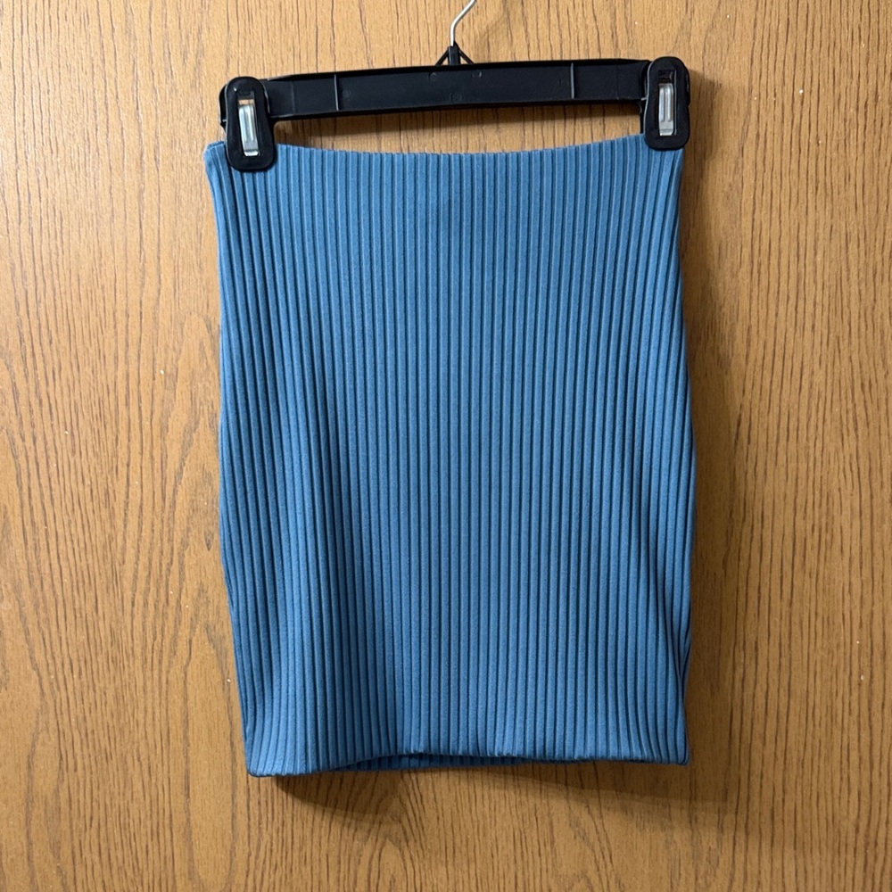 Blue Ribbed Women's Skirt/Tube Top